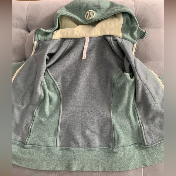 RARE 🦄 Lululemon Scuba Zippered Sweatshirt Cotton Fleece Hoodie Earl Grey Zest - Picture 10 of 13